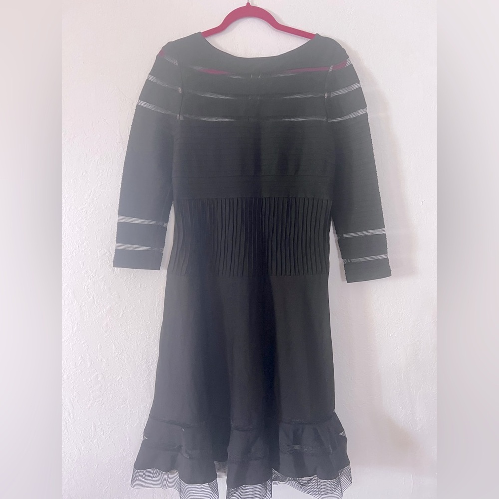 Tadashi Shoji Black Lace Mesh Cocktail Dress Sz 12